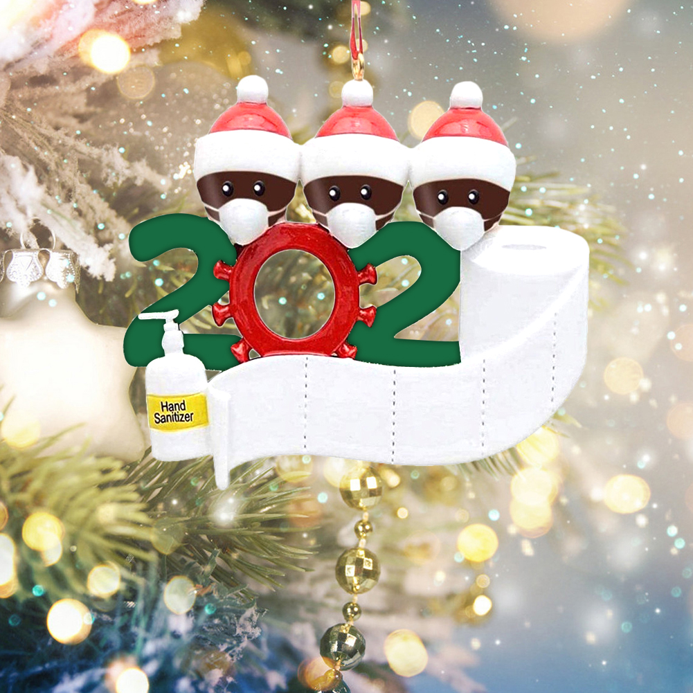 Black Man Christmas Tree Ornament DIY 2020 Name Face Mask Snowman (3 Heads) от Cesdeals WW
