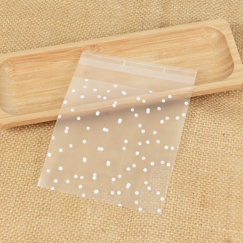 100Pcs Transparent Dot Candy Cookie Plastic Bags Self-Adhesive For Biscuits Snack Baking Package Decor Kids Gift DIY Storage