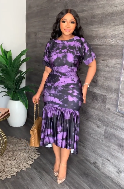 Tie Dye Print Short Sleeve Fishtail Maxi Dresses