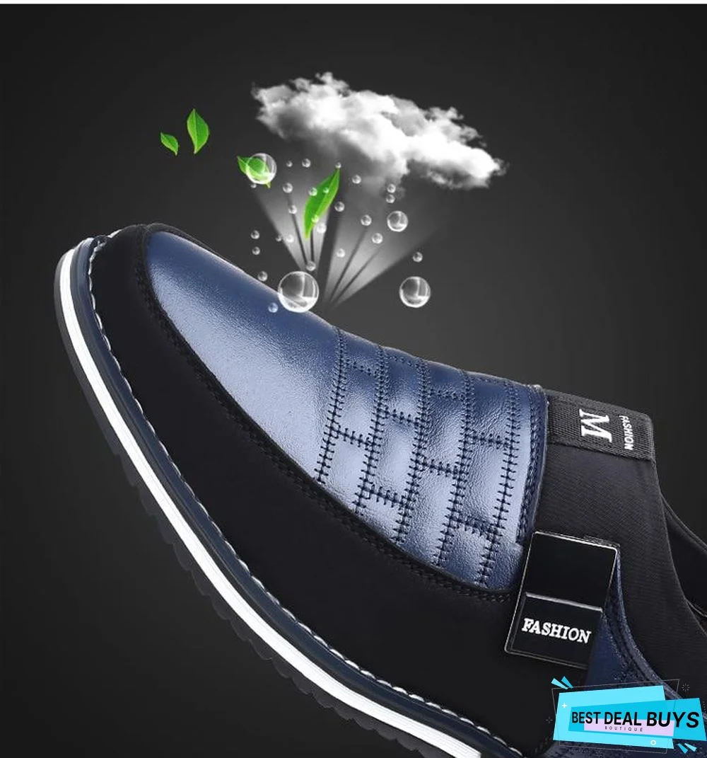 Leather Men Casual Shoes Mens Loafers Moccasins Breathable Slip On Black Driving Shoes