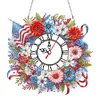 (US Only)2D Flat DIY Wreath 5D Hanging Clock Art Craft for Living Room Decoration