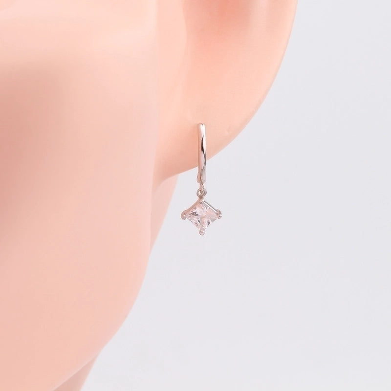 1 Pair 925 Sterling Silver Zircon Star Earrings