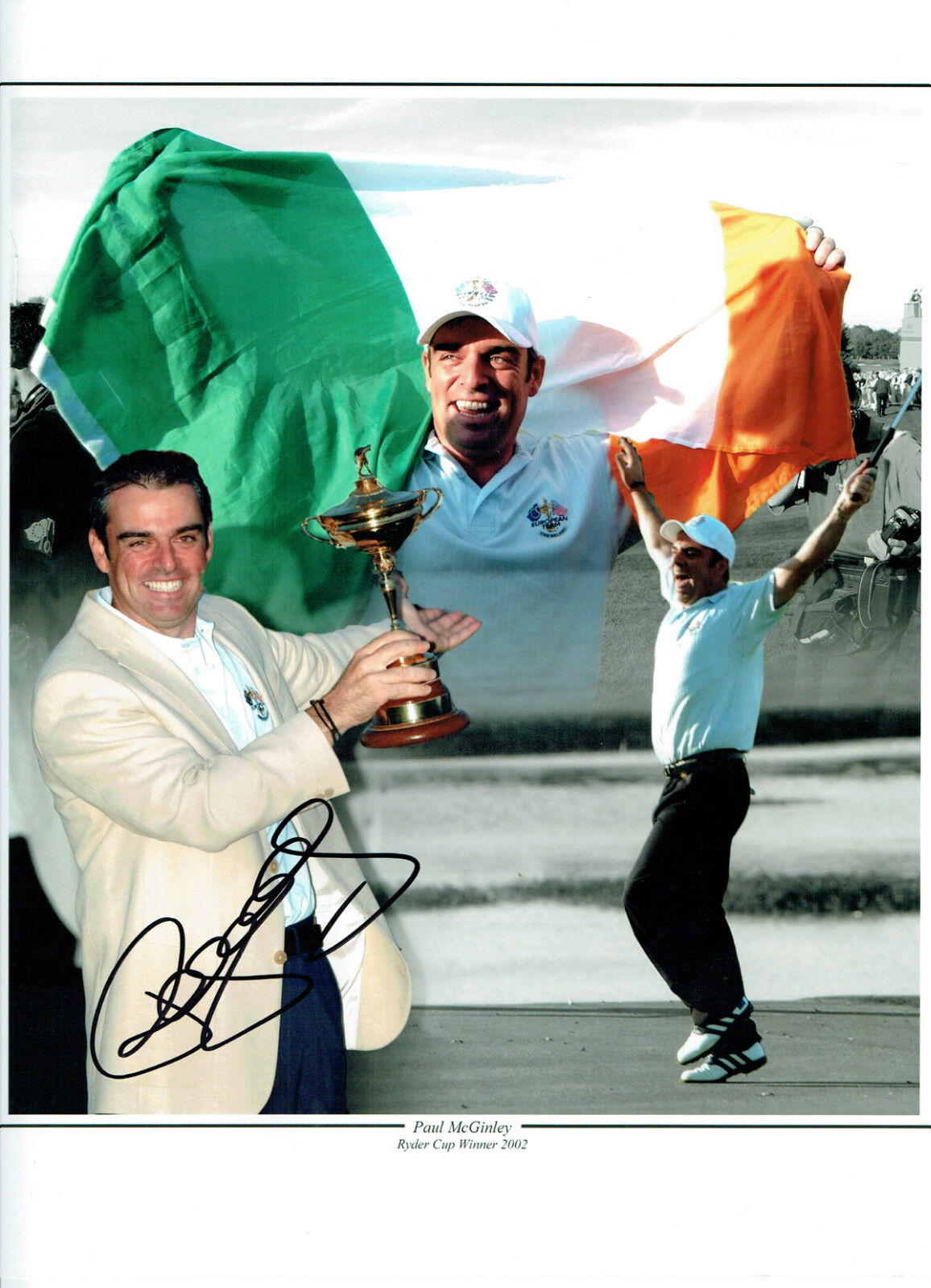 Paul McGINLEY Signed Autograph 16x12 Photo Poster painting Ryder Cup Montage AFTAL COA