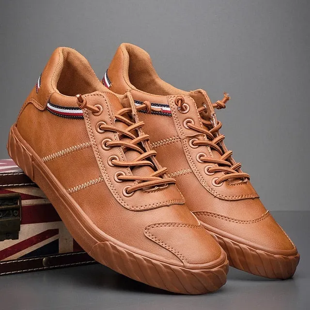 Men's PU Leather Business Casual Shoes for Man Outdoor Breathable Sneakers Male Fashion Loafers Walking Footwear Tenis Feminino