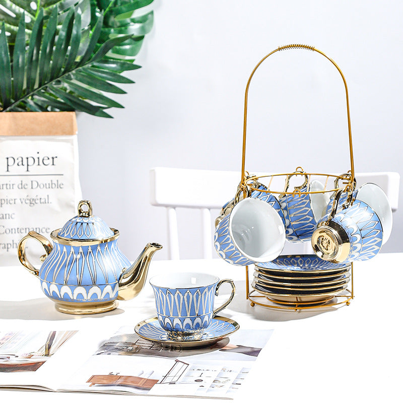13-Piece Deluxe Ceramic Coffee Cup & Saucer Set