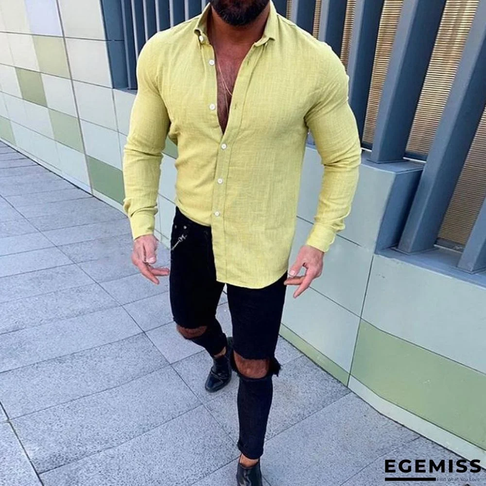 Men Fashion Long Sleeve Solid Button Shirts | EGEMISS