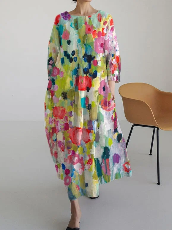 Women's Vintage Floral Print Casual Dress