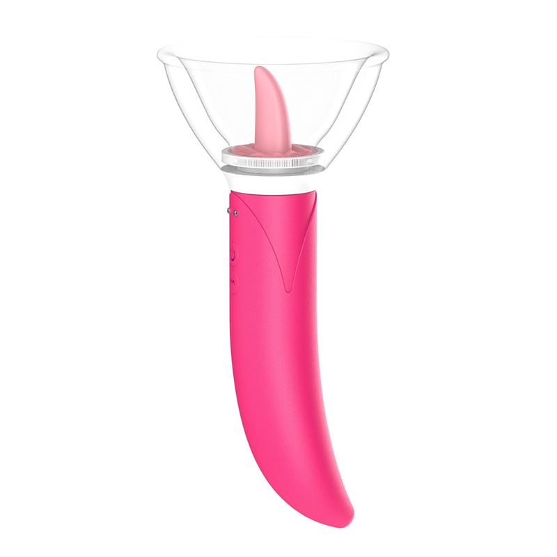 Tongue Licking Pump Clitoris G-spot Vibrator Dildo Vibrator - Rose Toy