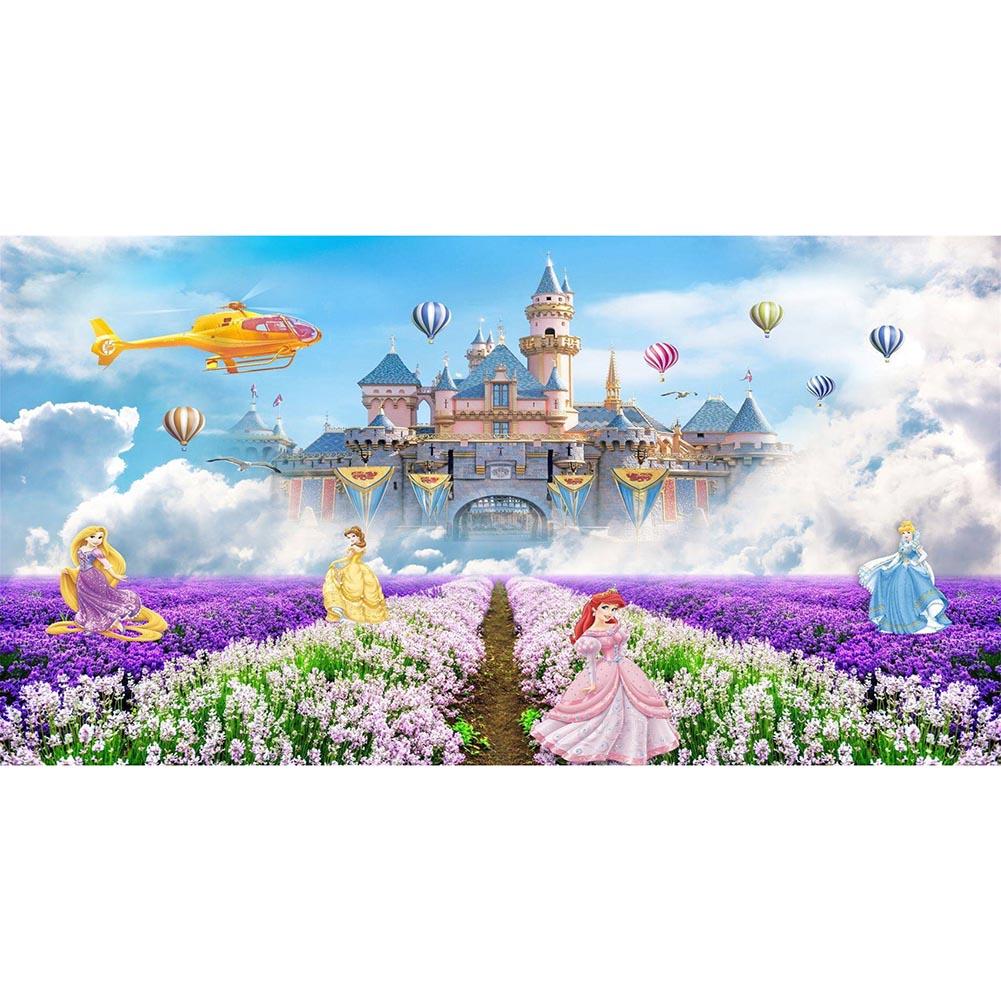 

85x45cm Round Drill Diamond Painting-Princess and Castle, 501 Original