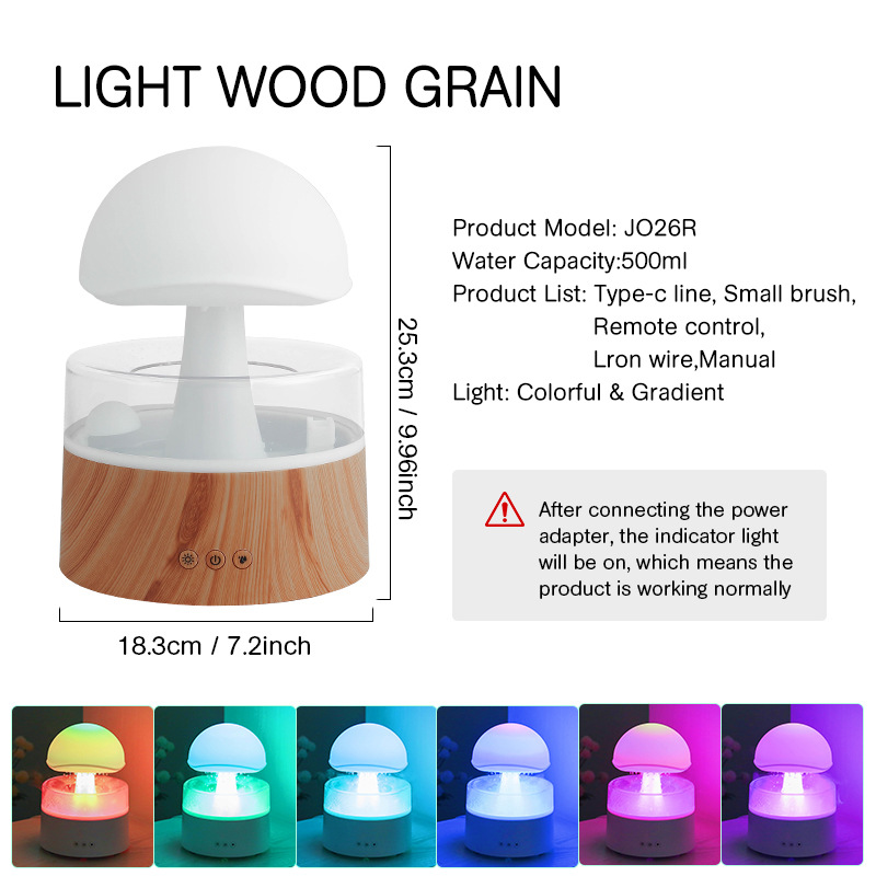 Cloud Rain Humidifier for Bedroom & Large Room - Essential Oil Diffuser with 7 Colors LED Lights