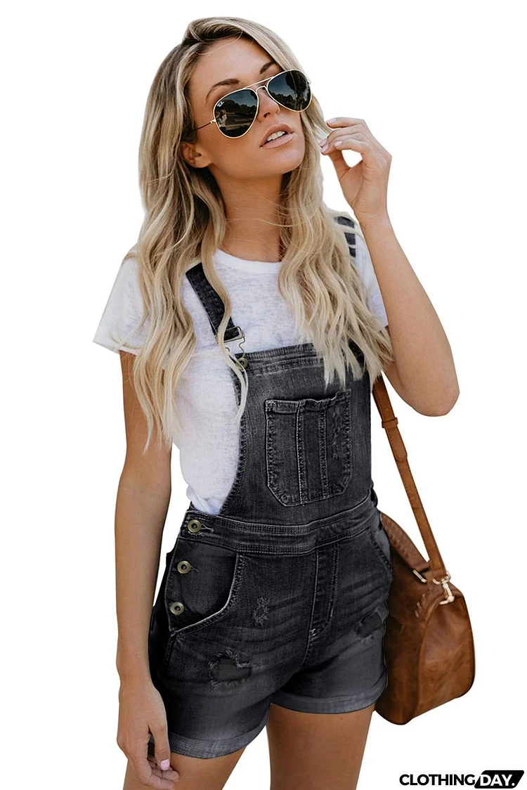 Suspender Bib Pocket Denim Short Overall