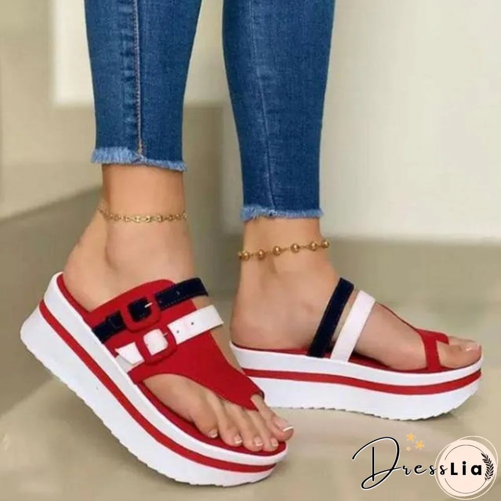 Summer Fashion Women's Wedges Sandals Beach Casual Female Platform Peep Toe Shoes Slingback Lady Mixed Colors Buckle Sandals