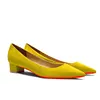 30mm/1.2 Inch Suede Low Heel Red Bottom Pointed Toe Wedding Walking Shoes