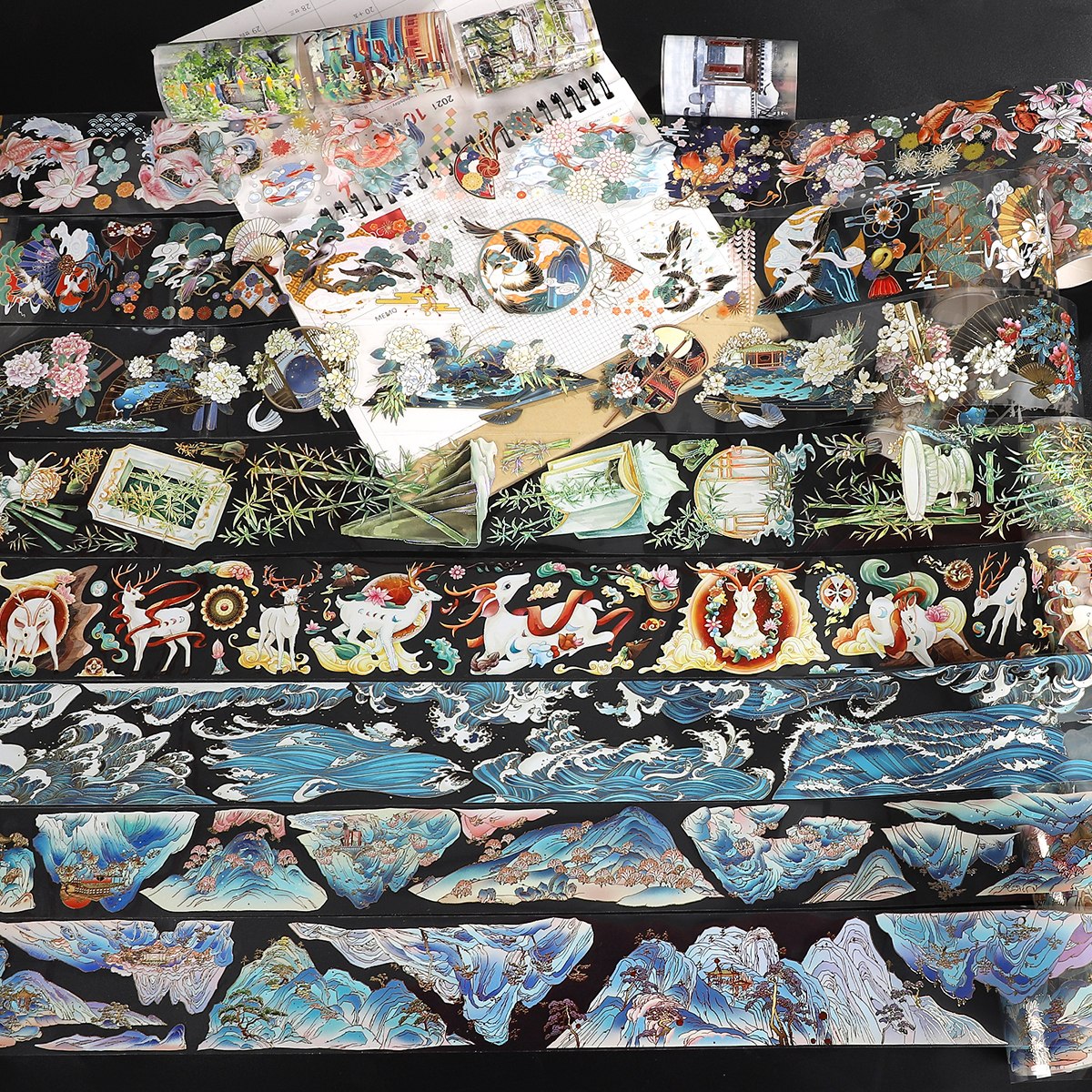 PET 테이프 - 200cm 빈티지 건물 꽃 조경 브론징