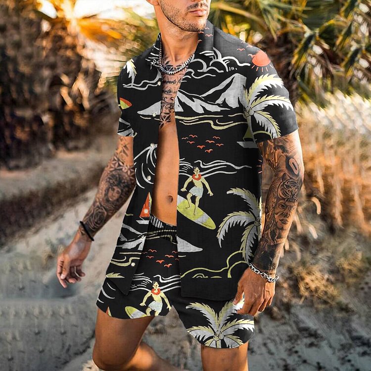 BrosWear Men's Holiday Shirt And Shorts And Shorts Beach  Co-Ord