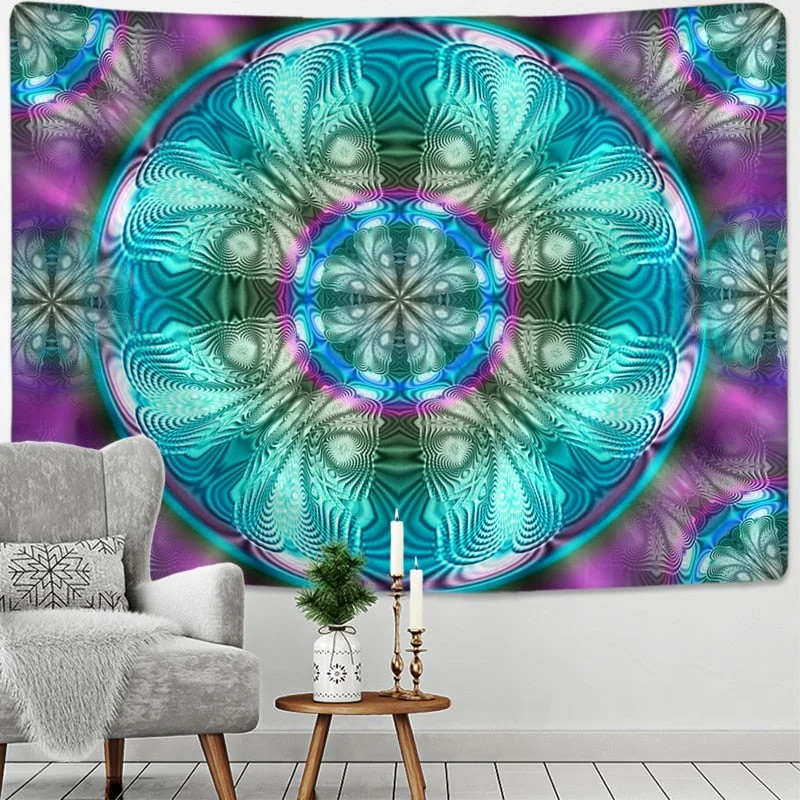 Radiant Mandala Tapestry Wall Hanging Psychedelic Colorful Hippie Tapiz Mystery Art Boho Style Home Decor