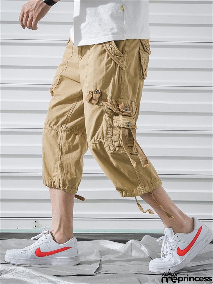 Men’s Relaxed Fit Below Knee 3/4 Length Cargo Shorts