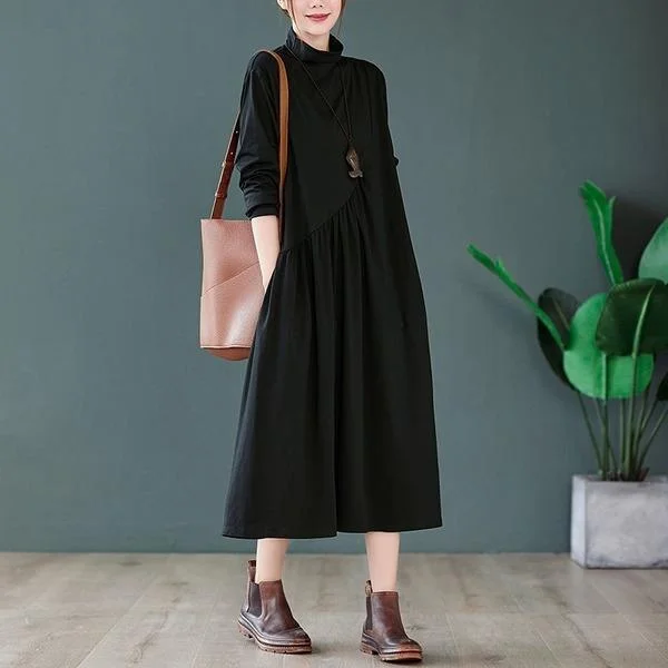 omychic plus size cotton knitted vintage for women causal loose spring autumn dress