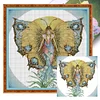 >SALE<Embroidery Eco-cotton Thread 14CT Printed Mermaid Cross Stitch Artwork 46x46cm