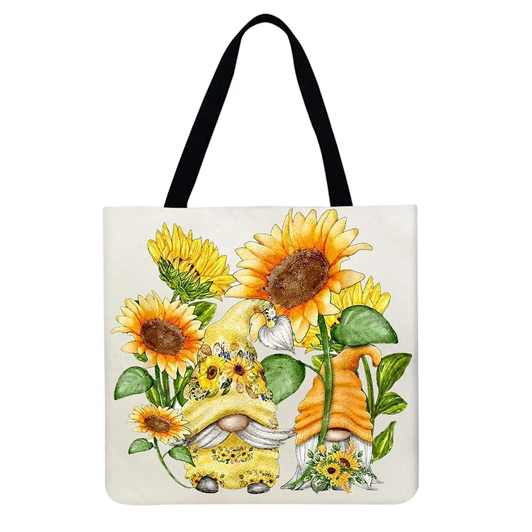 Cartoon Gnome Flower - Linen Tote Bag