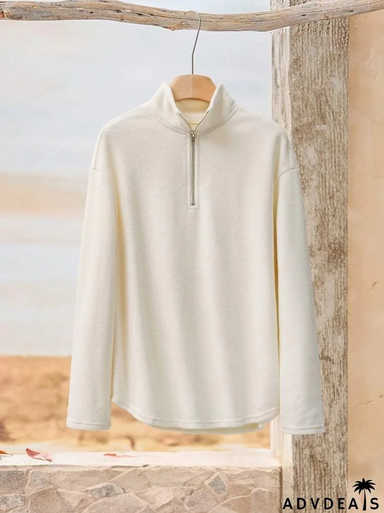 Women's Casual Solid Color Warm Sweatshirt, For Fall & Winter