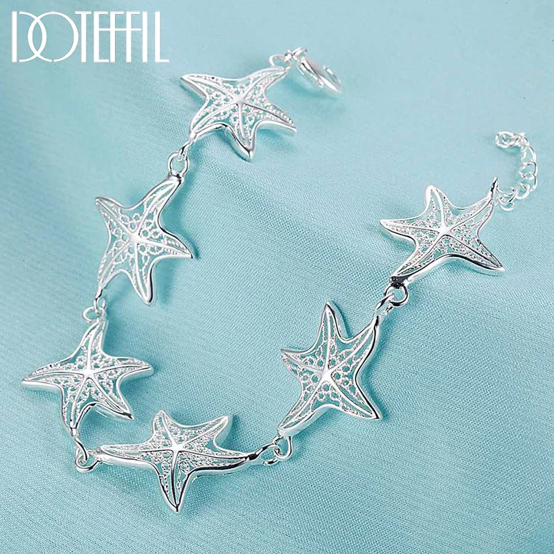 DOTEFFIL 925 Sterling Silver Starfish Bracelet For Woman Jewelry