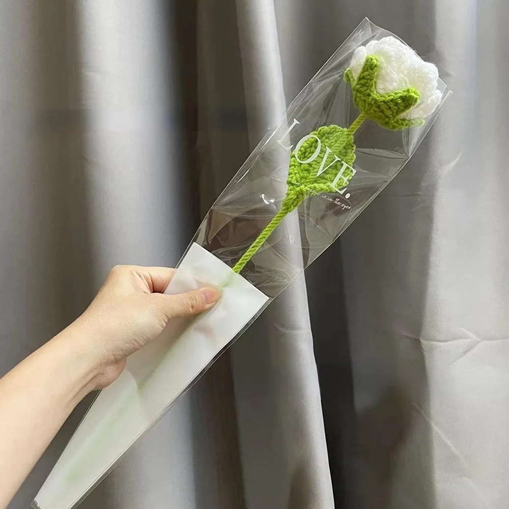 Hand knitted roses crochet bouquet