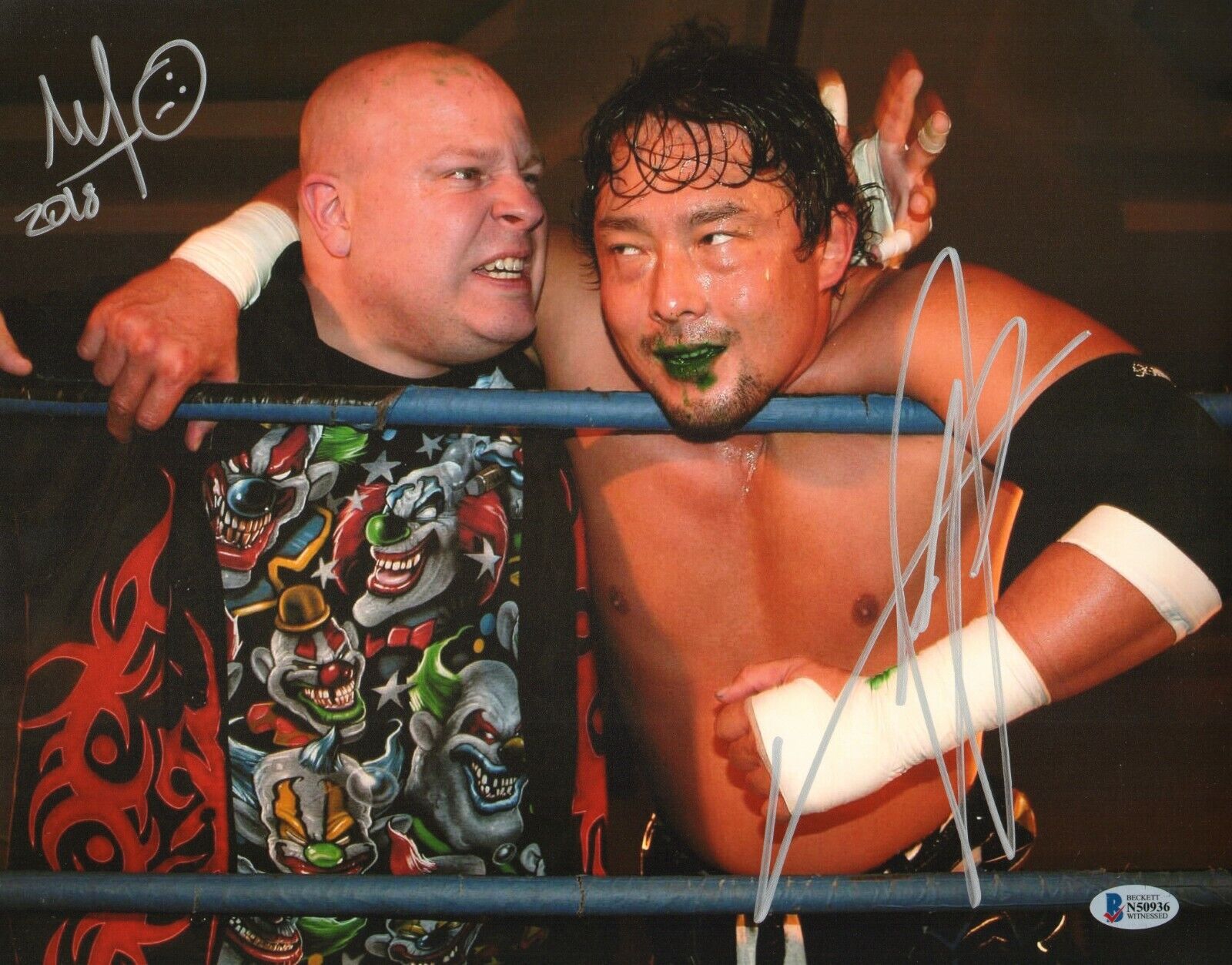 Mikey Whipwreck & Yoshihiro Tajiri Signed 11x14 Photo Poster painting BAS COA WWE ECW Autograph