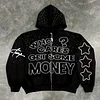 Street Retro Rhinestone Zipper Hoodie