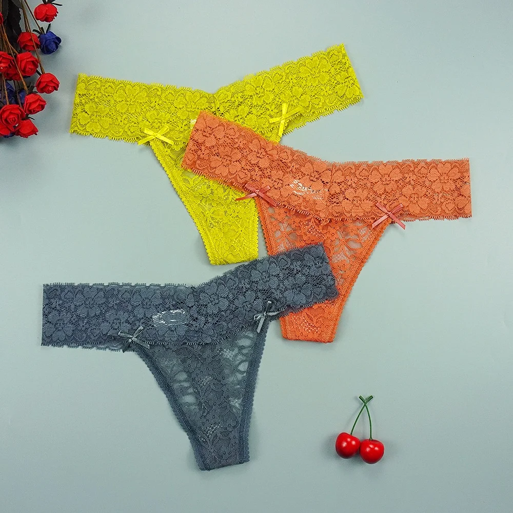 Billionm Sexy Full Lace Panties Women Thongs Hollow Out String Transparent Seamless Underpants Tangas Super Low Waist T-back