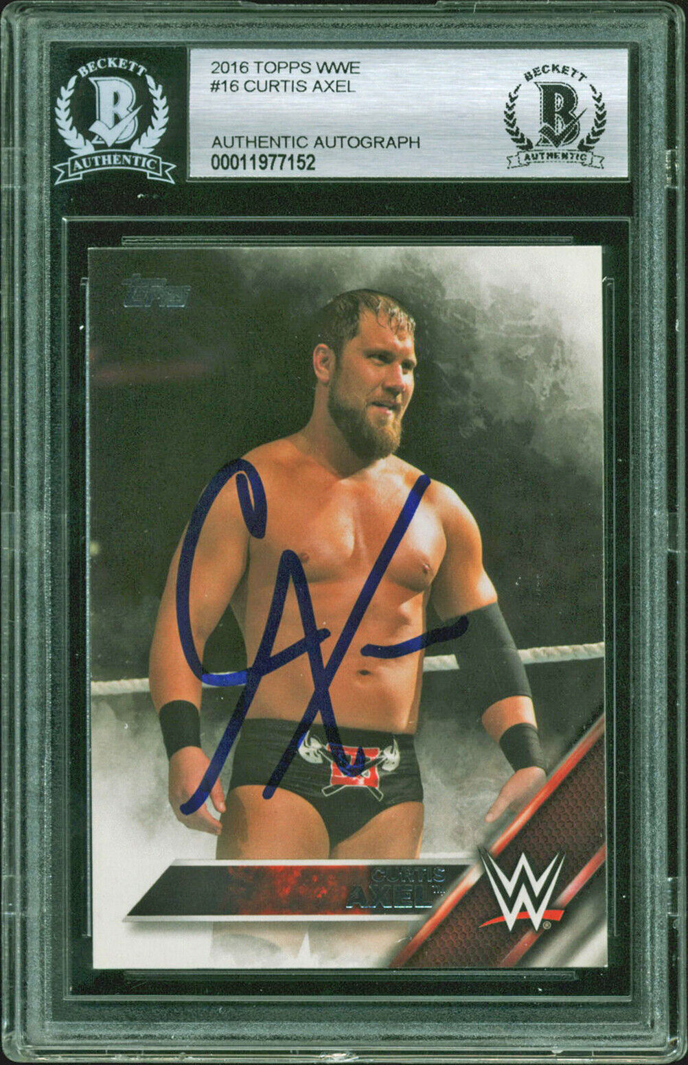 Curtis Axel Authentic Signed 2016 Topps WWE #16 Auto Card BAS Slabbed