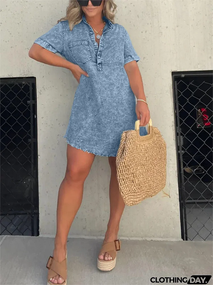 2023 Hot Sale Washed Shirt Dress