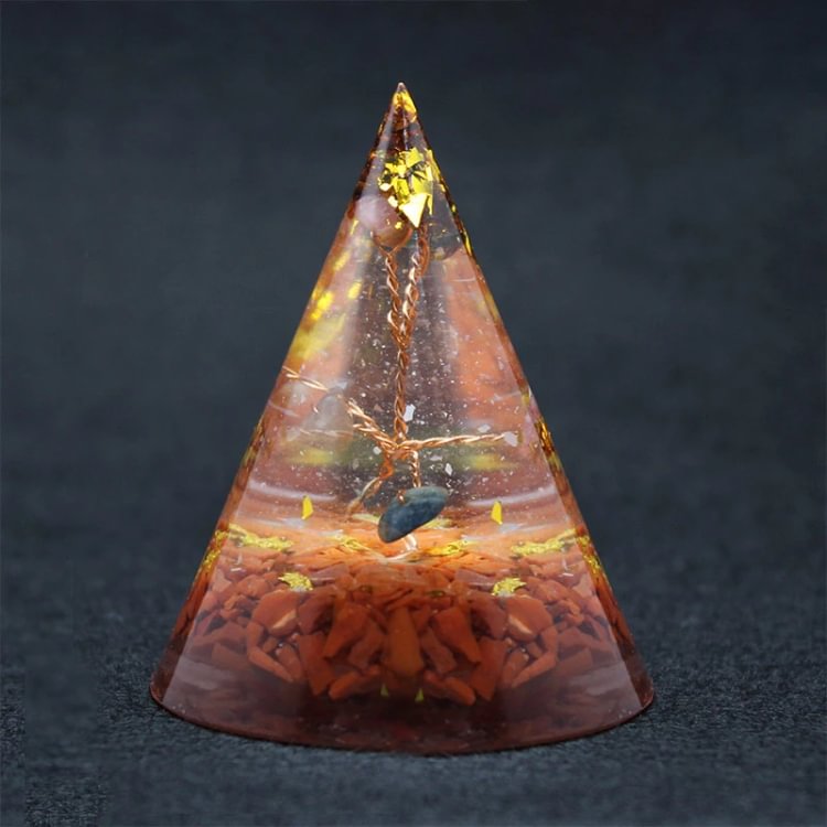 Red Coral Tree Of Life Orgone Pyramid