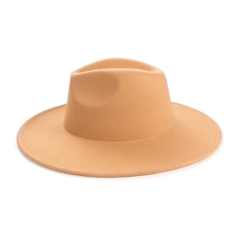 Unisex Elegant Solid Color Big Eaves Fedora Hat
