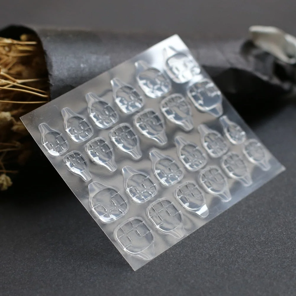 Transparent double-sided nail sticker Easy to tear Jelly nail stickers Environmental health false nails glue 10pcs-Nail Inspo