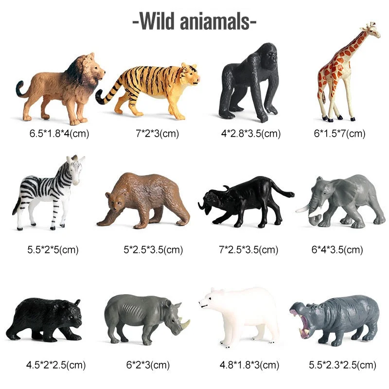 12PCS Safari Animals Figures Toys Different Varieties of Zoo Jungle Animal Toy Set Great Educational Toys for Kids Toddlers