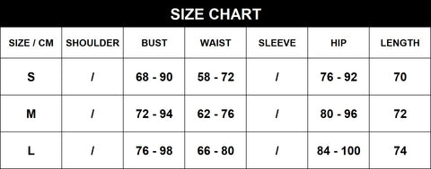 Size Chart of Nevaeh Mini Dress – Black