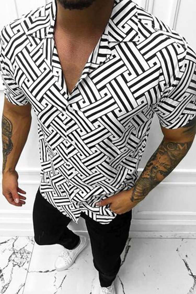 Geometric Print Short-Sleeved Shirt