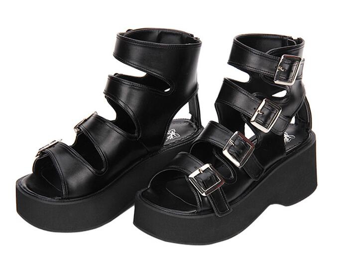 TAAFO Girl Shoes Woman Punk Shoes Lady High Heels Wedges Pumps Women Dress Party Sandals 34-47