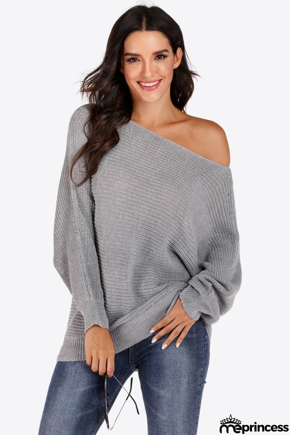 One Shoulder Dolman Sleeve Sweater