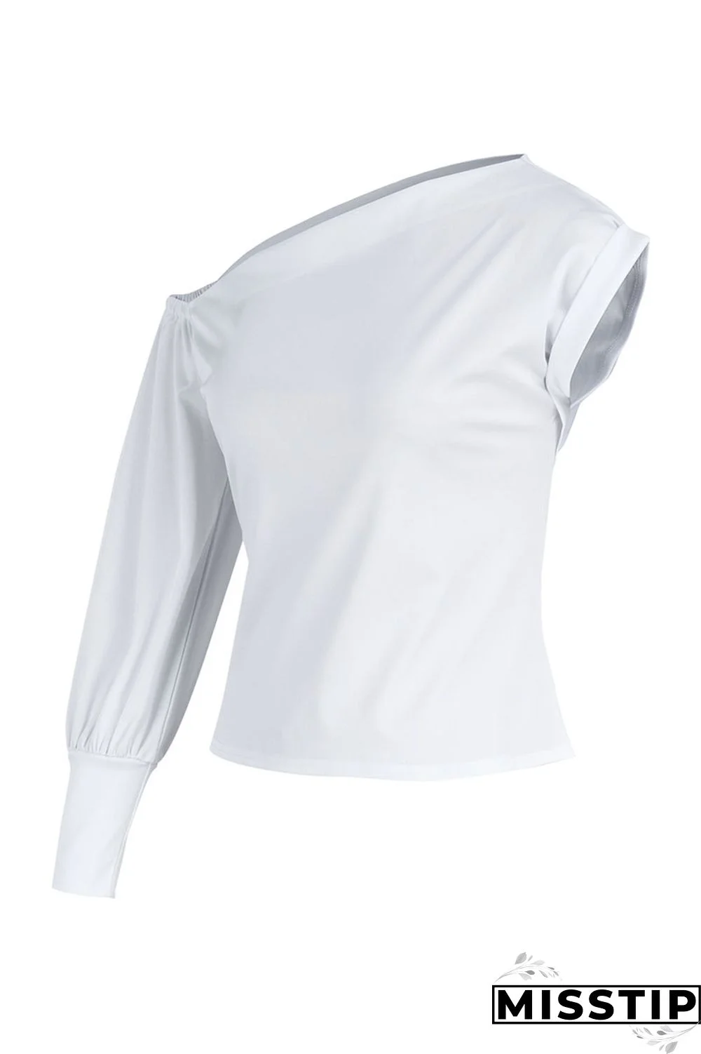 Red Fashion Casual Solid Patchwork Asymmetrical Oblique Collar Tops