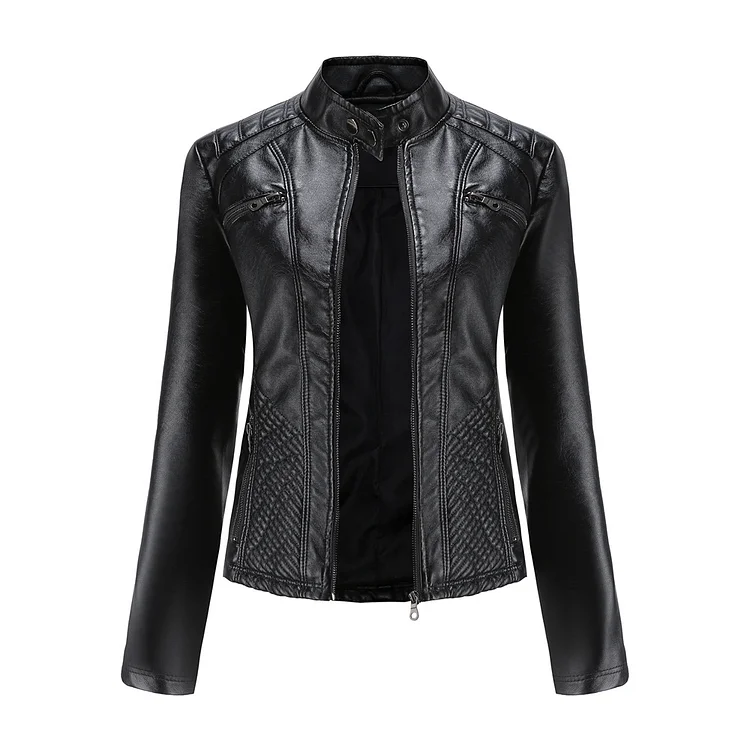 PASUXI Latest Popular  Spring Autumn Women Leather Jacket Custom Design Ladies Fashion Designer PU Leather Biker Jacket huanwei