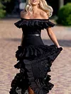 Off-The-Shoulder Falbala Split-Joint Maxi Dress