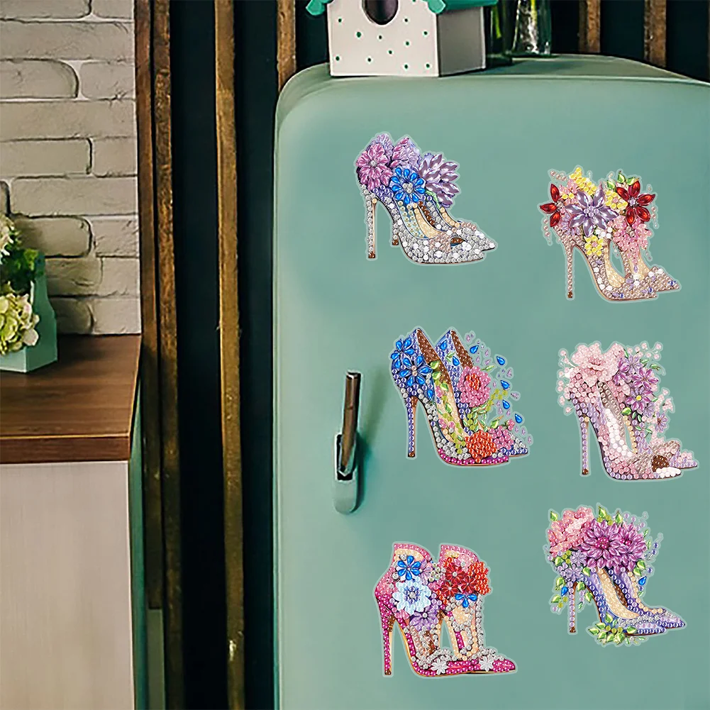6PCS High Heel Special Shape Diamond Painting Magnets Refrigerator