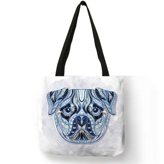Linen Tote Bag- Bulldog Terrier