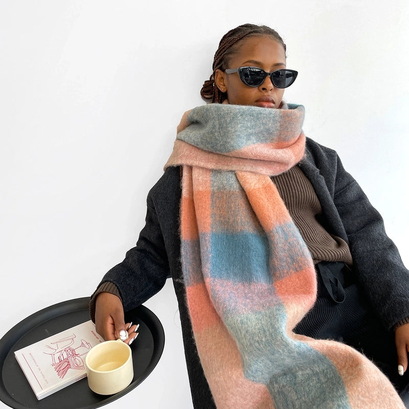 Women’s Casual Lattice Imitation Cashmere Tassel Scarf