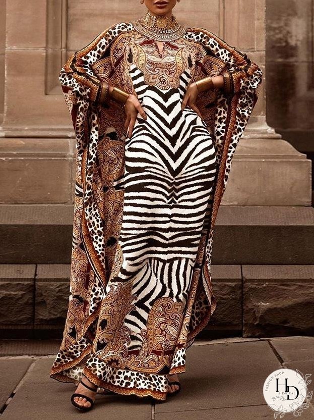 Dresses Loose Printed Robe Long Sleeve Dress for Women