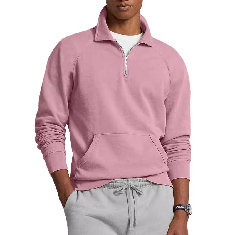 Men's Casual Lapel Zipper Loose Kangaroo Pocket Sweatshirt