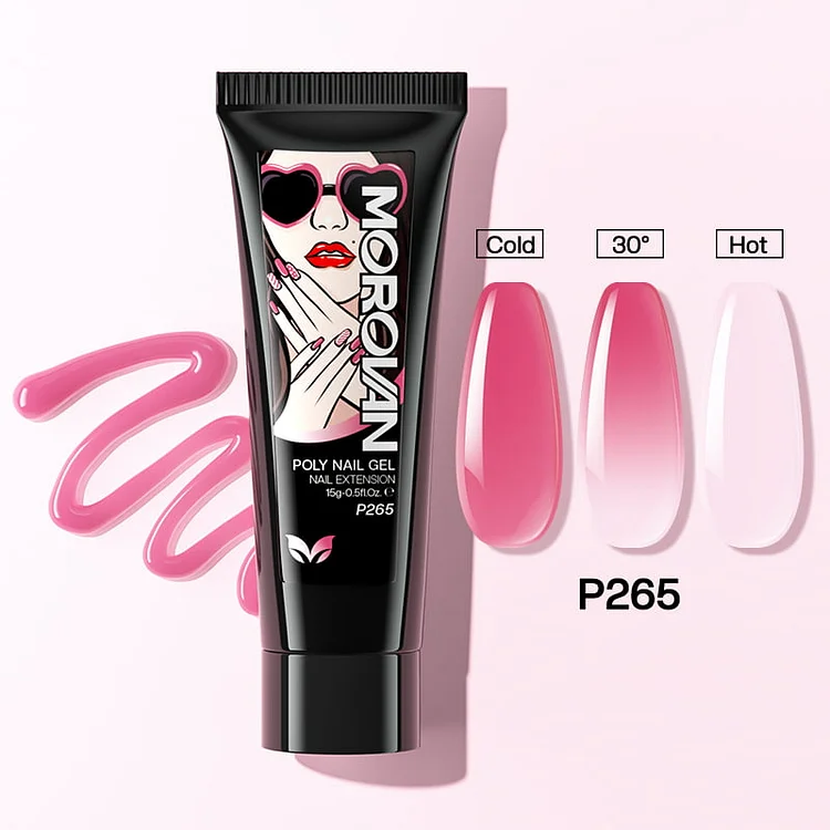 Temperature Color Changing Candy Pink Poly Nail Gel【US ONLY】
