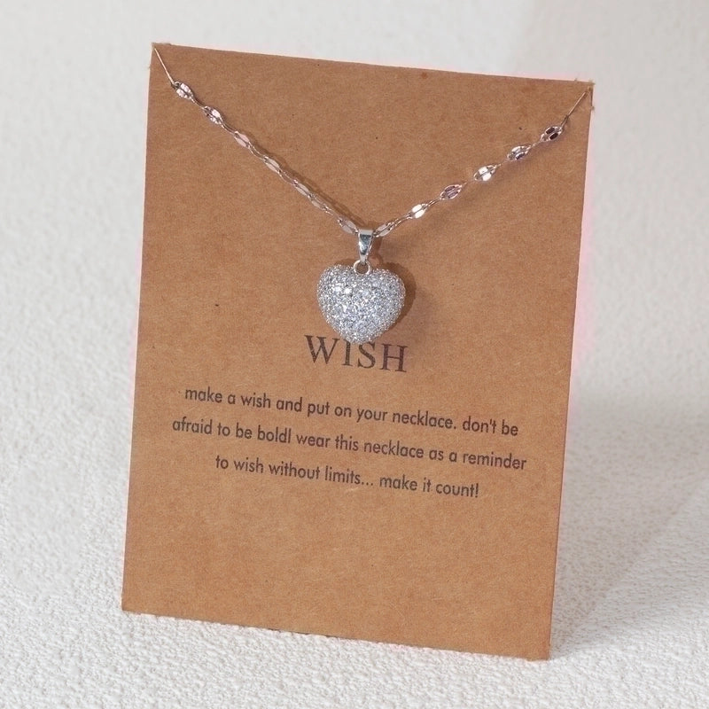 Stainless Steel 18K Gold Plated White Gold Plated Minimalist Plating Inlay Heart Shape Zircon Pendant Necklace